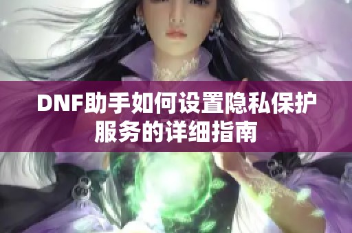 DNF助手如何设置隐私保护服务的详细指南