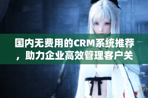 国内无费用的CRM系统推荐，助力企业高效管理客户关系